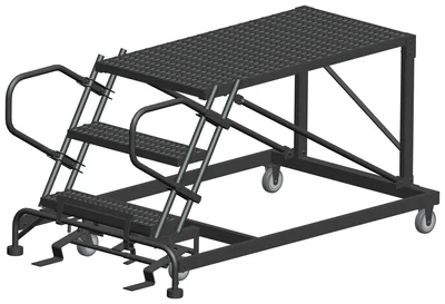 Ballymore 3-Step Single Entry Work Platform, 48" deep platform, 38" base, no handrails, serrated tread