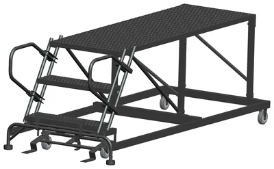Ballymore 3-Step Single Entry Work Platform, 72" deep platform, 38" base, no handrails, serrated tread