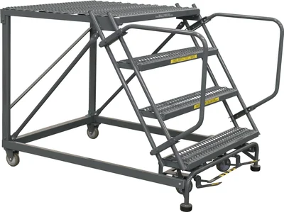 Ballymore 4-Step Single Entry Work Platform, 36" deep platform, 33" base, no handrails, serrated tread