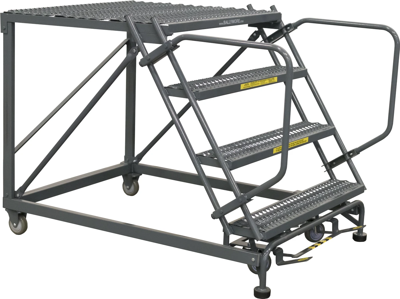 Ballymore 4-Step Single Entry Work Platform, 36" deep platform, 33" base, no handrails, serrated tread