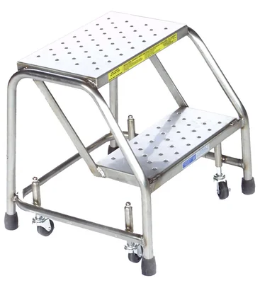 Ballymore 2-Step Stainless Steel Rolling Ladder, 20" base, 10" top step