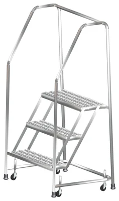 Ballymore 2-Step Stainless Steel Rolling Ladder, 30" base, 10" top step