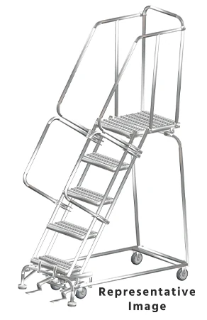 Ballymore 2-Step Stainless Steel Rolling Ladder, 20" base, 21" top step, no handrails