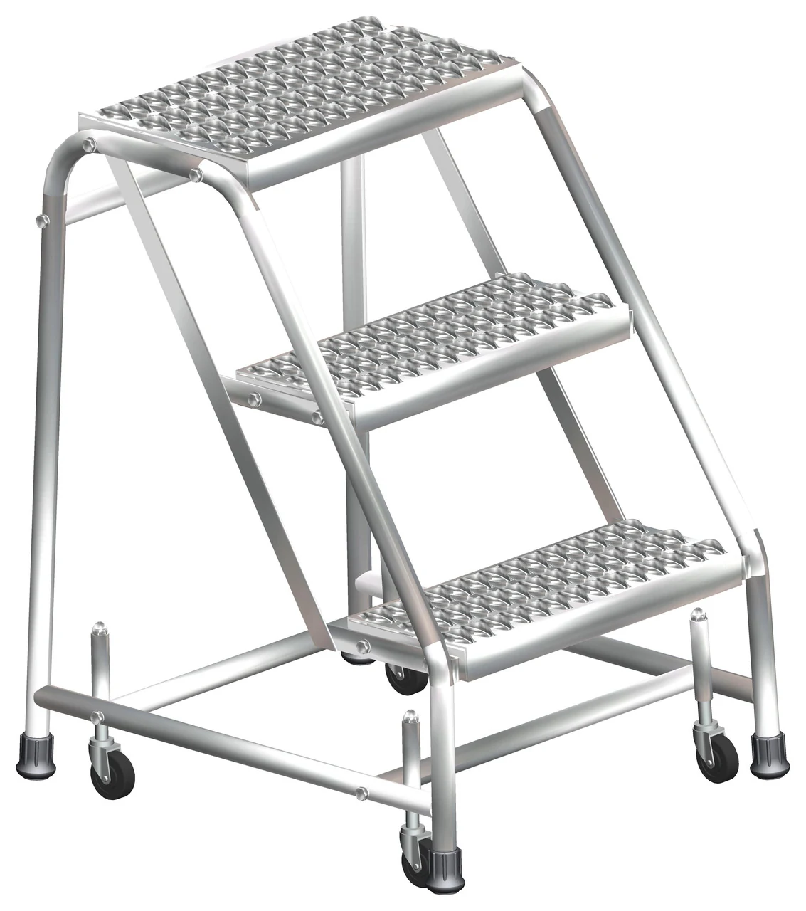 Ballymore 3-Step Stainless Steel Rolling Ladder, 20" base, 10" top step