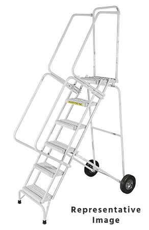 Ballymore Fold-N-Store 8-Step Stainless Steel Rolling Ladder, 30" base, 14" top step