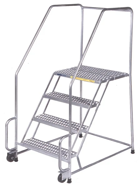 Ballymore Tilt & Roll 2-Step Stainless Steel Rolling Ladder, 20" base, 28" top step
