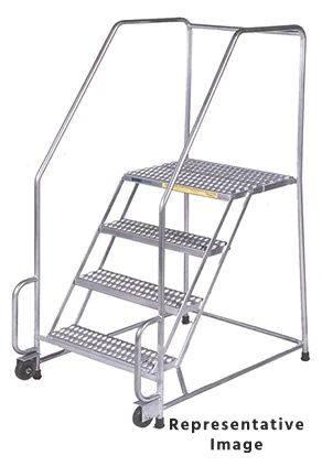 Ballymore Tilt & Roll 2-Step Stainless Steel Rolling Ladder, 30" base, 28" top step