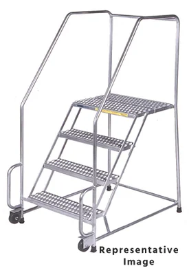Ballymore Tilt & Roll 5-Step Stainless Steel Rolling Ladder, 30" base, 28" top step