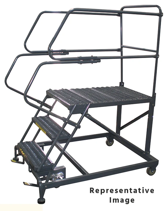 Ballymore 50° Stairway Slope 3-Step Single Entry Work Platform, 33" base, 36" long platform, with handrails