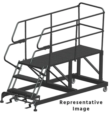 Ballymore 50° Stairway Slope 3-Step Single Entry Work Platform, 33" base, 60" long platform, with handrails, serrated tread