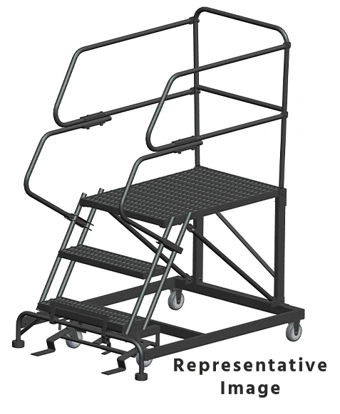 Ballymore 50° Stairway Slope 3-Step Single Entry Work Platform, 38" base, 36" long platform, with handrails