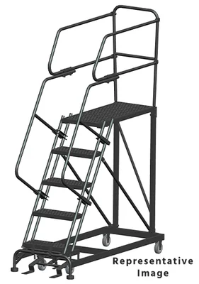 Ballymore 50° Stairway Slope 5-Step Single Entry Work Platform, 33" base, 36" long platform, with handrails