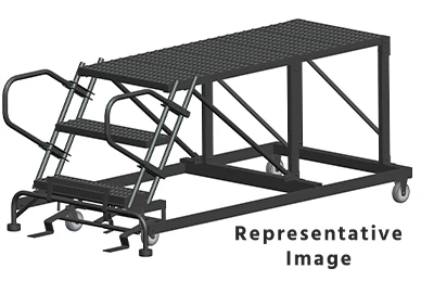 Ballymore 50° Stairway Slope 3-Step Single Entry Work Platform, 38" base, 72" long platform, no handrails, serrated tread