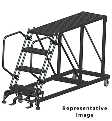 Ballymore 50° Stairway Slope 4-Step Single Entry Work Platform, 33" base, 72" long platform, no handrails, serrated tread