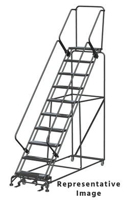 Ballymore 50° Stairway Slope 10-Step Rolling Ladder, 32" base, 21" top step