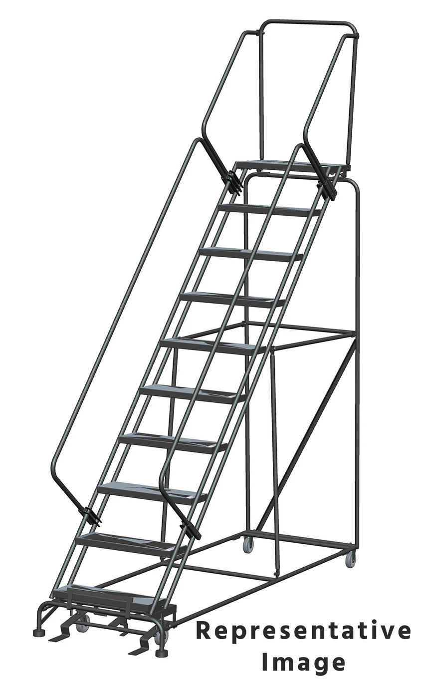 Ballymore 50° Stairway Slope 10-Step Rolling Ladder, 32" base, 21" top step