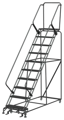 Ballymore 50° Stairway Slope 10-Step Rolling Ladder, 32" base, 14" top step