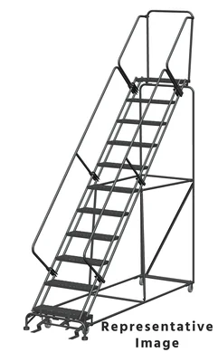 Ballymore 50° Stairway Slope 11-Step Rolling Ladder, 32" base, 28" top step