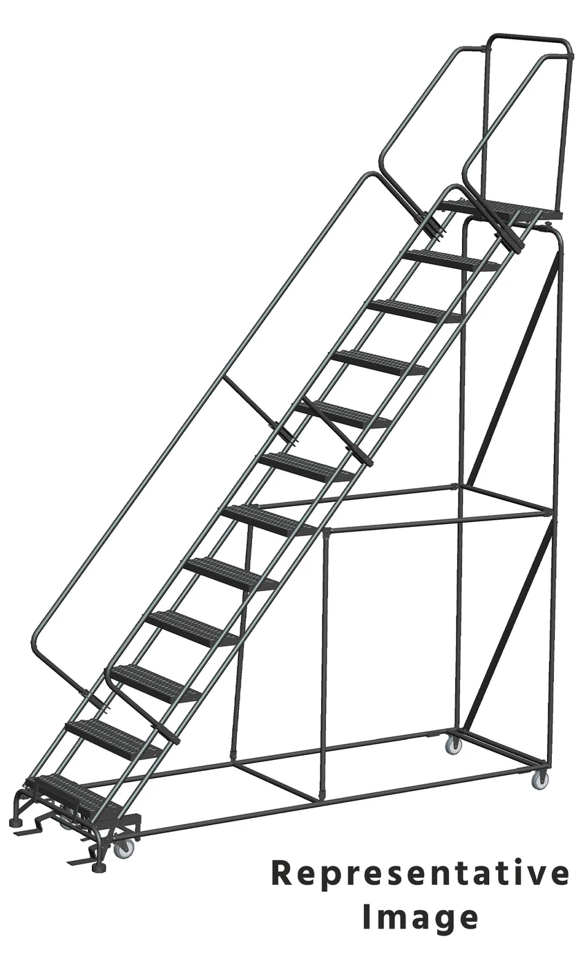 Ballymore 50° Stairway Slope 12-Step Rolling Ladder, 32" base, 28" top step