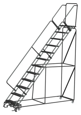 Ballymore 50° Stairway Slope 12-Step Rolling Ladder, 32" base, 14" top step