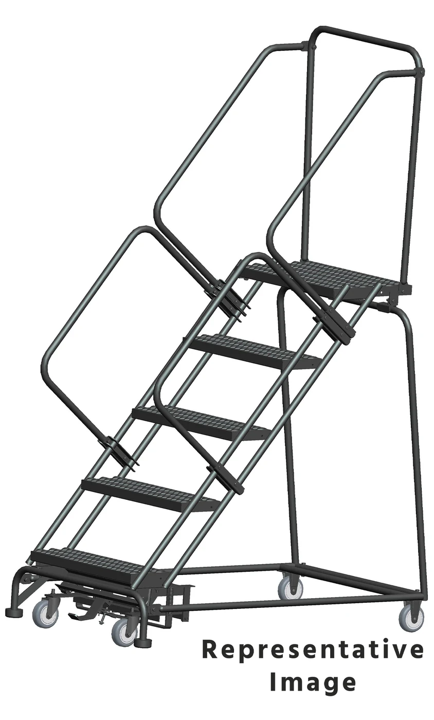 Ballymore 50° Stairway Slope 4-Step Rolling Ladder, 20" base, 14" top step, serrated tread