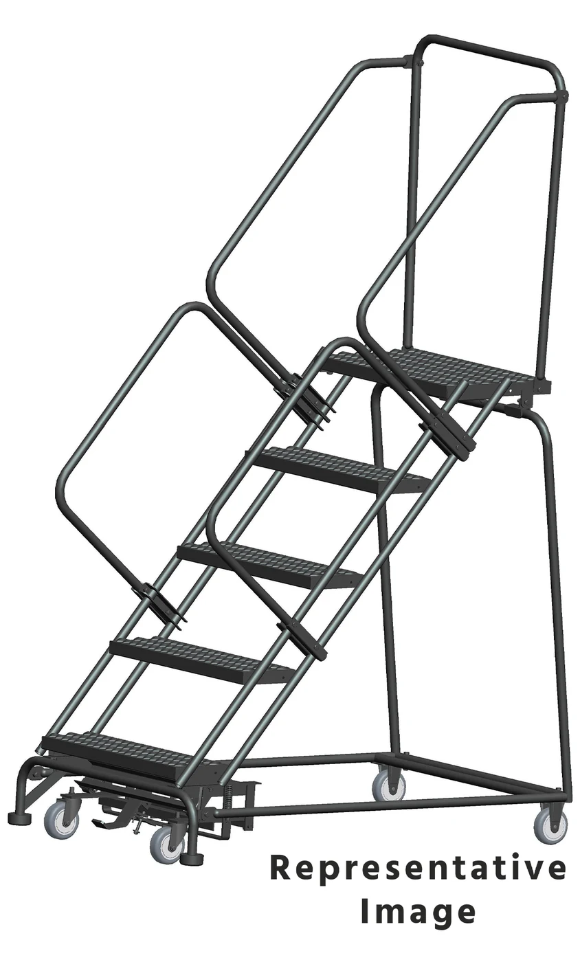 Ballymore 50° Stairway Slope 5-Step Rolling Ladder, 32" base, 21" top step