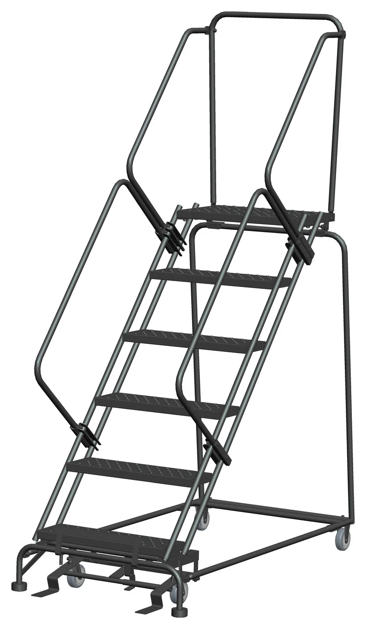 Ballymore 50° Stairway Slope 6-Step Rolling Ladder, 32" base, 14" top step