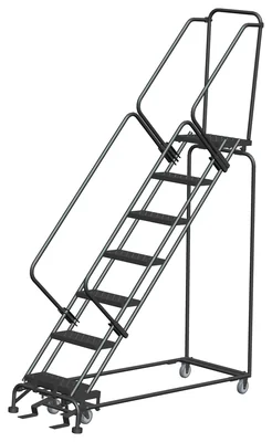 Ballymore 50° Stairway Slope 7-Step Rolling Ladder, 24" base, 14" top step