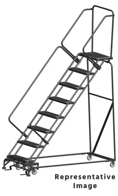 Ballymore 50° Stairway Slope 9-Step Rolling Ladder, 32" base, 21" top step