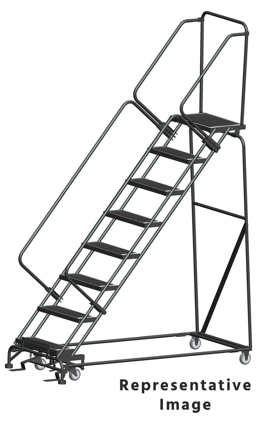 Ballymore 50° Stairway Slope 9-Step Rolling Ladder, 32" base, 28" top step