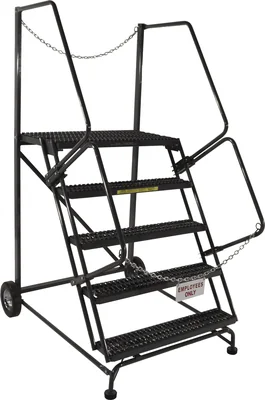 Ballymore Truck & Dock Access 5-Step Rolling Ladder, 32" base, 21" top step, serrated tread