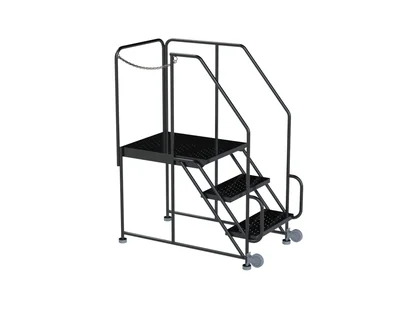 Ballymore Tilt & Roll 3-Step Rolling Exit Ladder, 30" base, 21" top step, perforated tread, left exit