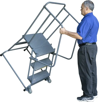 Ballymore Tilt & Roll 3-Step Rolling Ladder, 30" base, 21" top step