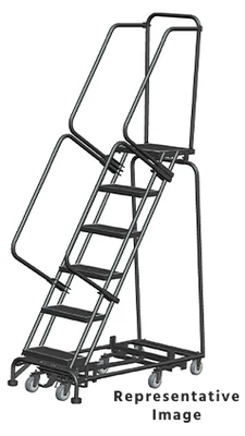 Ballymore Weight-Actuated All-Directional 6-Step Rolling Ladder, 24" base, 28" top step
