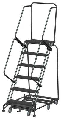 Ballymore Weight-Actuated All-Directional 6-Step Rolling Ladder, 32" base, 14" top step
