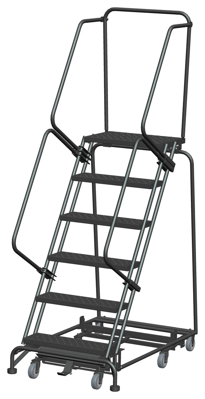 Ballymore Weight-Actuated All-Directional 6-Step Rolling Ladder, 32" base, 14" top step