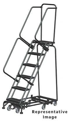 Ballymore Weight-Actuated All-Directional 6-Step Rolling Ladder, 32" base, 21" top step