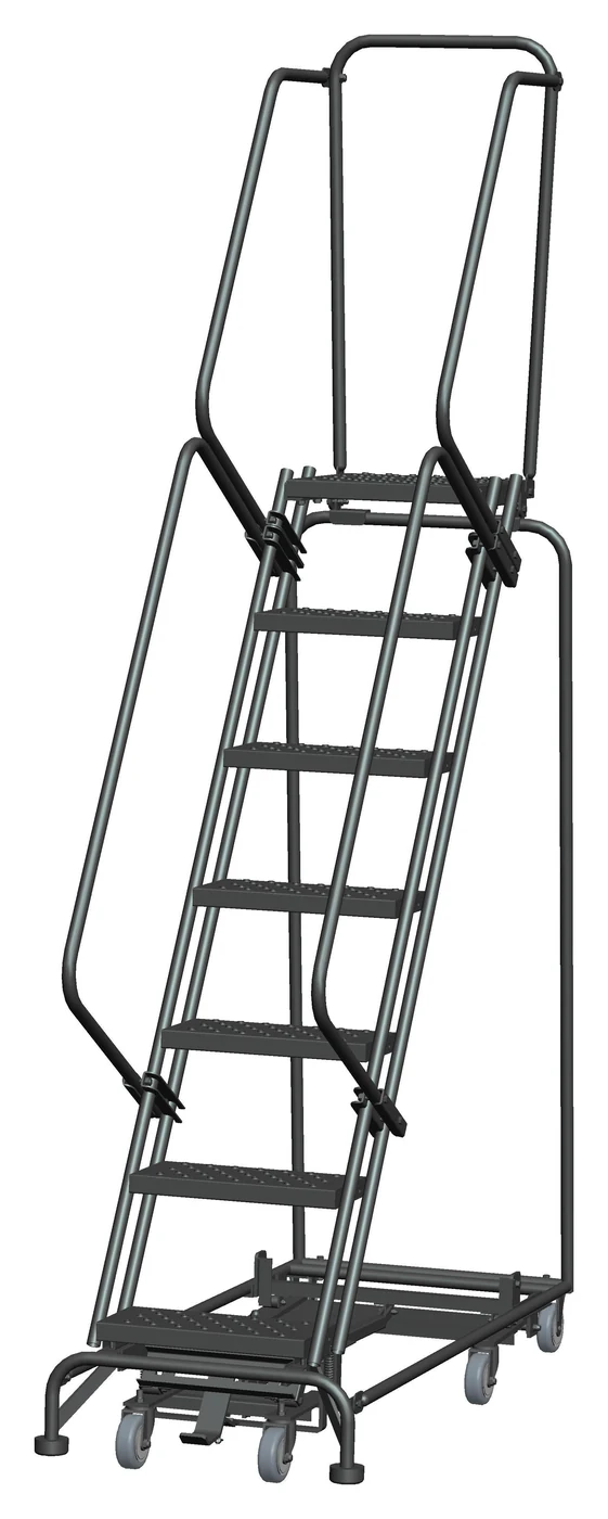 Ballymore Weight-Actuated All-Directional 7-Step Rolling Ladder, 24" base, 14" top step