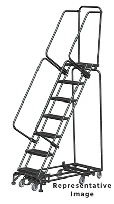 Ballymore Weight-Actuated All-Directional 7-Step Rolling Ladder, 24" base, 21" top step