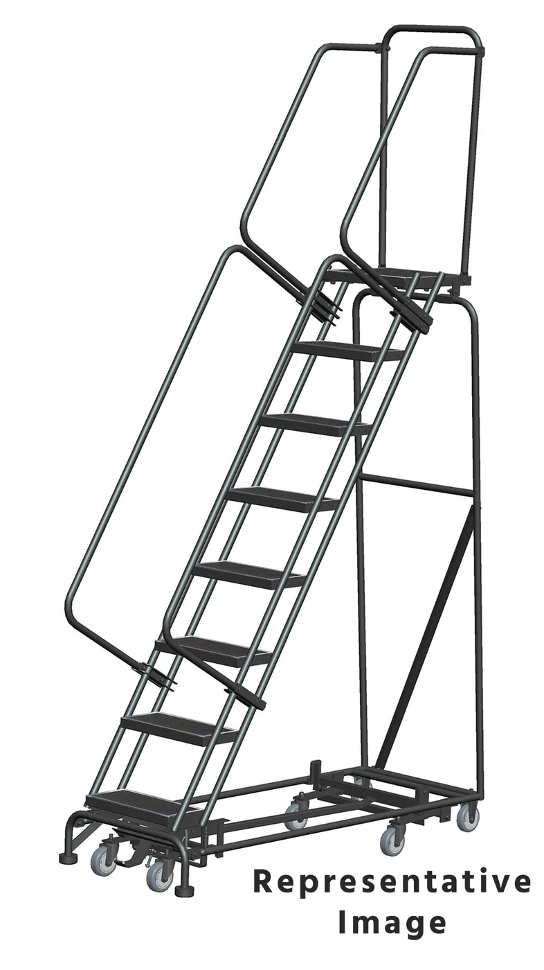 Ballymore Weight-Actuated All-Directional 8-Step Rolling Ladder, 24" base, 28" top step