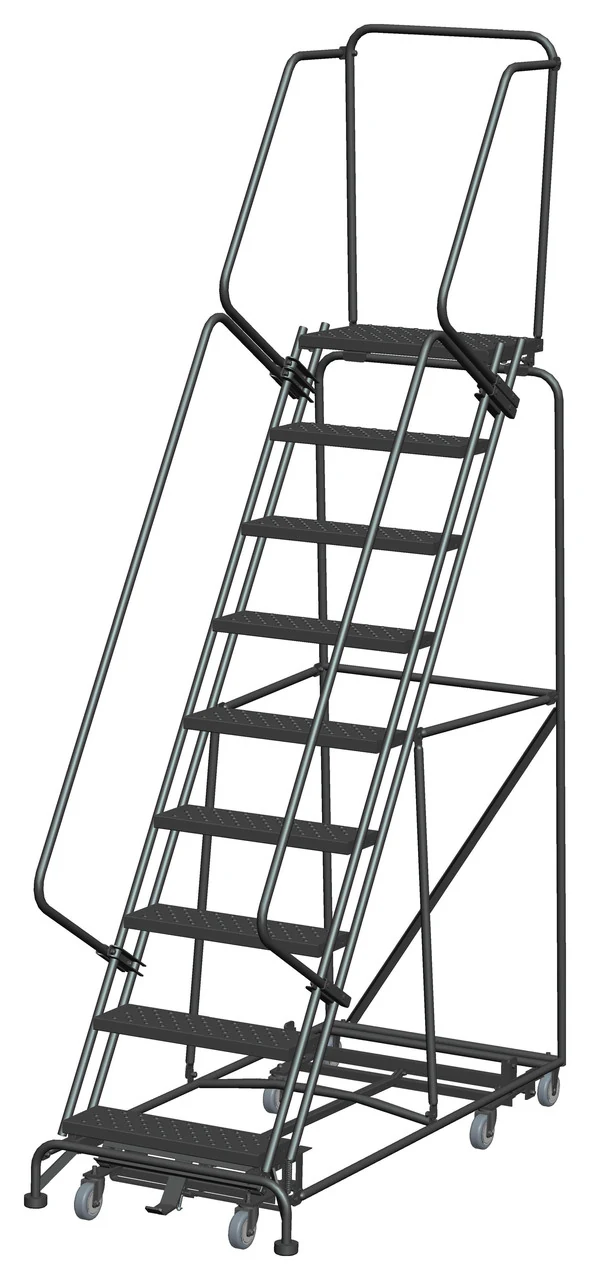 Ballymore Weight-Actuated All-Directional 9-Step Rolling Ladder, 32" base, 14" top step