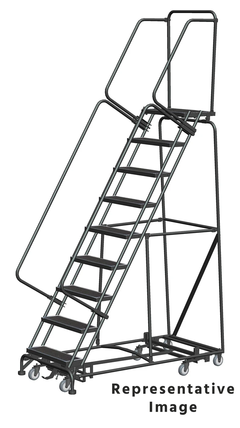 Ballymore Weight-Actuated All-Directional 9-Step Rolling Ladder, 32" base, 21" top step