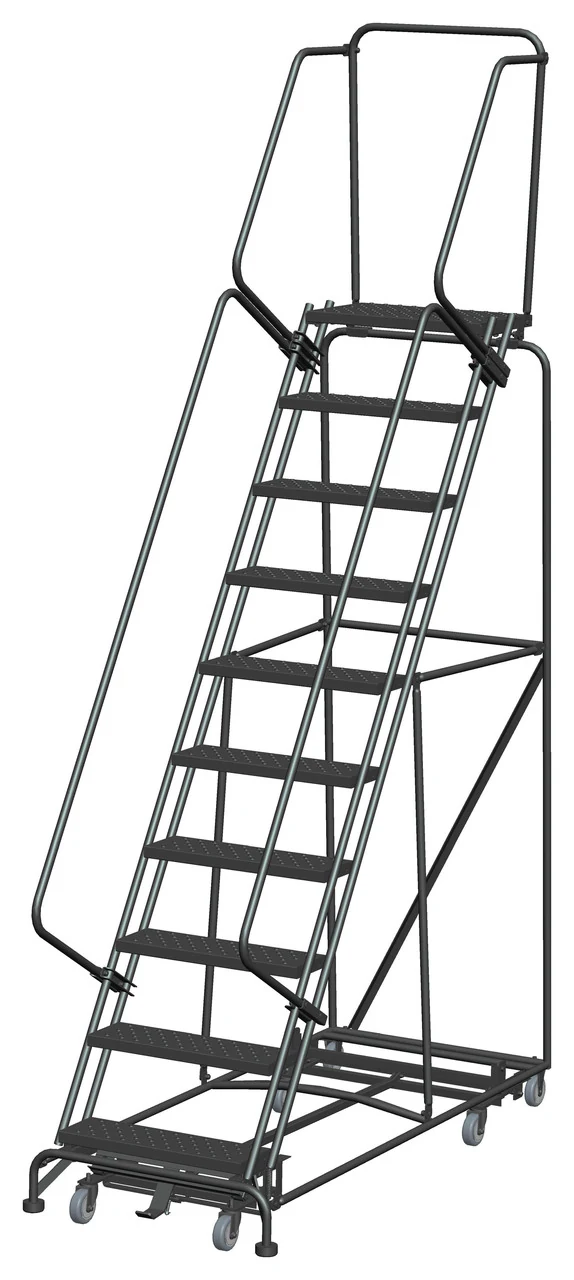 Ballymore Weight-Actuated All-Directional 10-Step Rolling Ladder, 32" base, 14" top step
