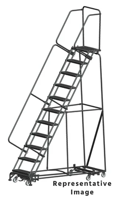Ballymore Weight-Actuated All-Directional 11-Step Rolling Ladder, 32" base, 21" top step