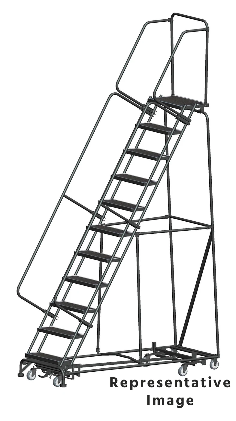Ballymore Weight-Actuated All-Directional 11-Step Rolling Ladder, 32" base, 28" top step