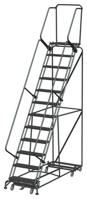 Ballymore Weight-Actuated All-Directional 12-Step Rolling Ladder, 32" base, 14" top step