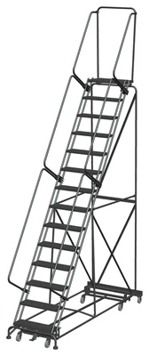 Ballymore Weight-Actuated All-Directional 14-Step Rolling Ladder, 40" base, 14" top step