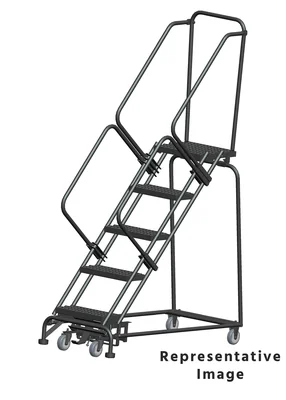 Ballymore Weight-Actuated 50° Stairway Slope 5-Step Rolling Ladder, 24" base, 28" top step
