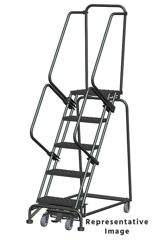 Ballymore Weight-Actuated 5-Step Rolling Ladder, 32" base, 21" top step
