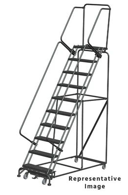 Ballymore Weight-Actuated 10-Step Rolling Ladder, 32" base, 21" top step